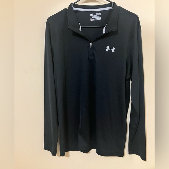 2 Under Armour Long Sleeve Dri Fit Polos Great Condition NAVY and BLACK - Picture 1 of 8